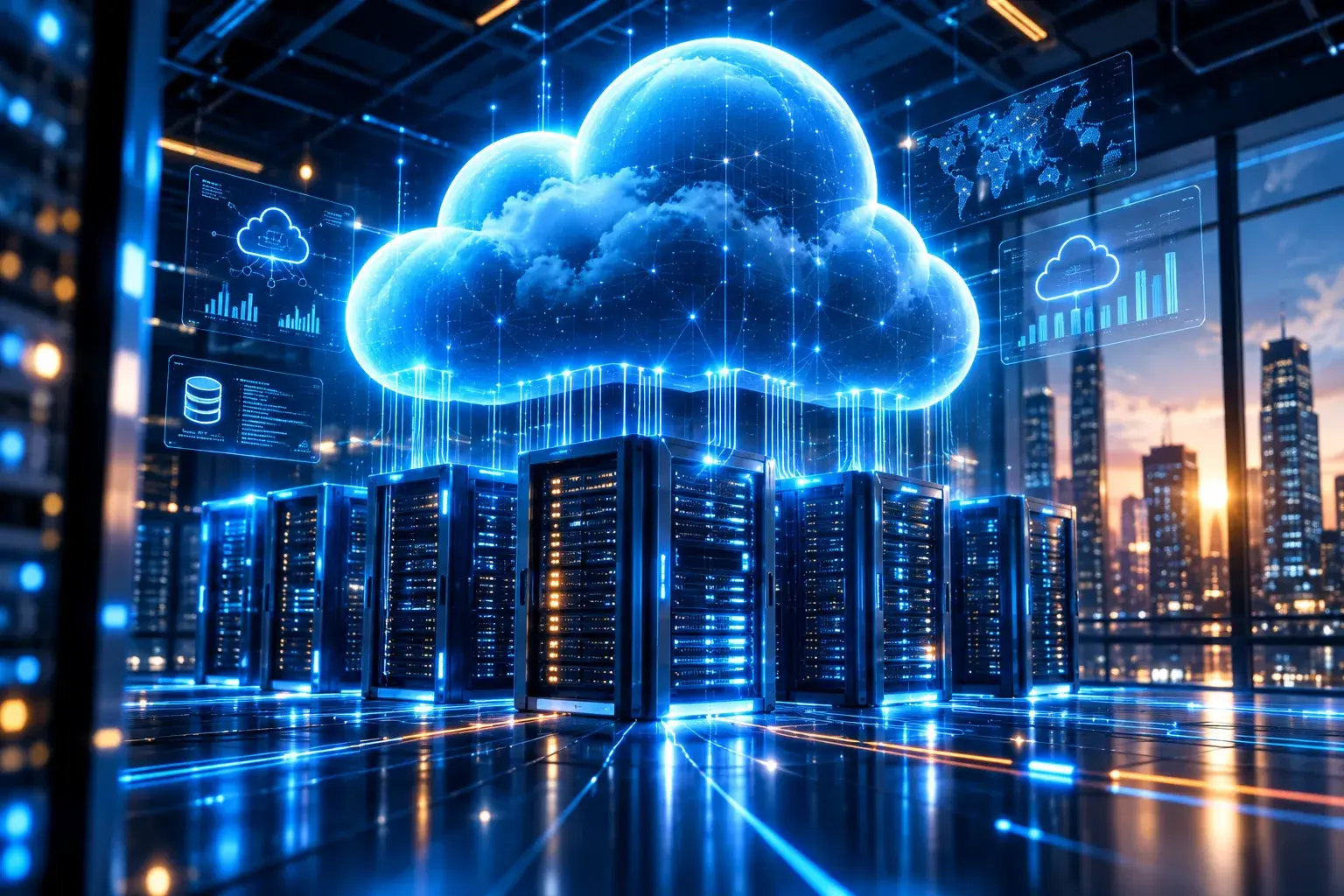 Cloud-Infrastruktur, dargestellt über vernetzte Regionen