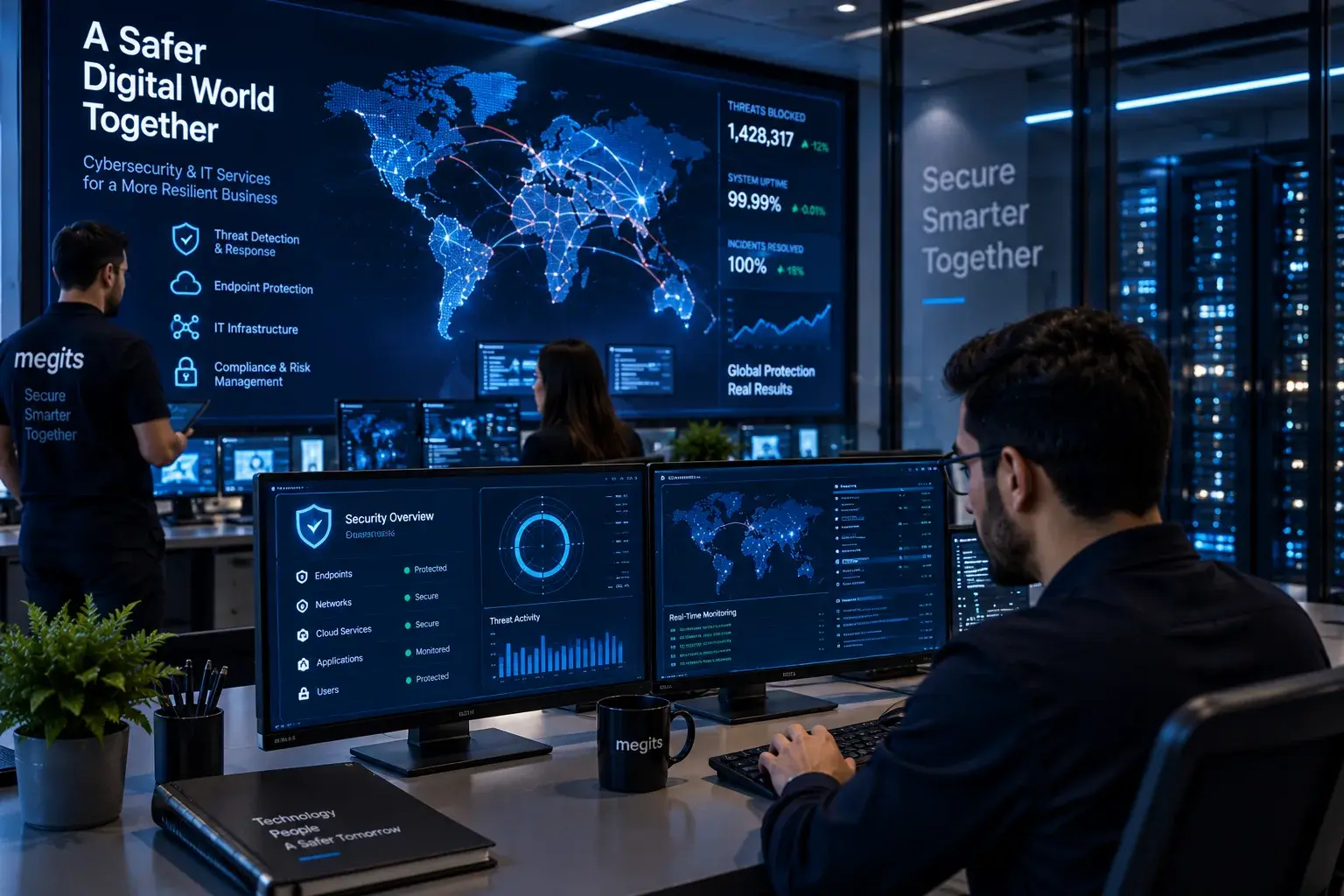 Analysten bei der Arbeit in einem Security Operations Center