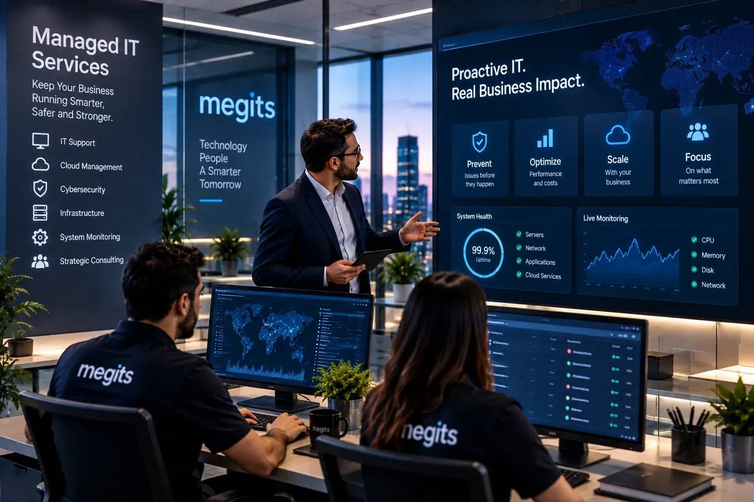 Ein Managed Service Desk überwacht Kundeninfrastruktur