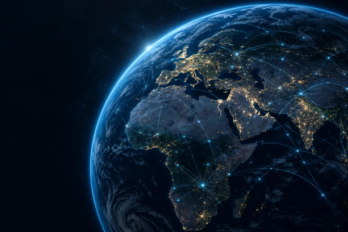 The connected world at night